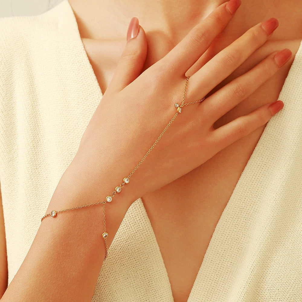 Crystal Station Hand Chain Bracelet