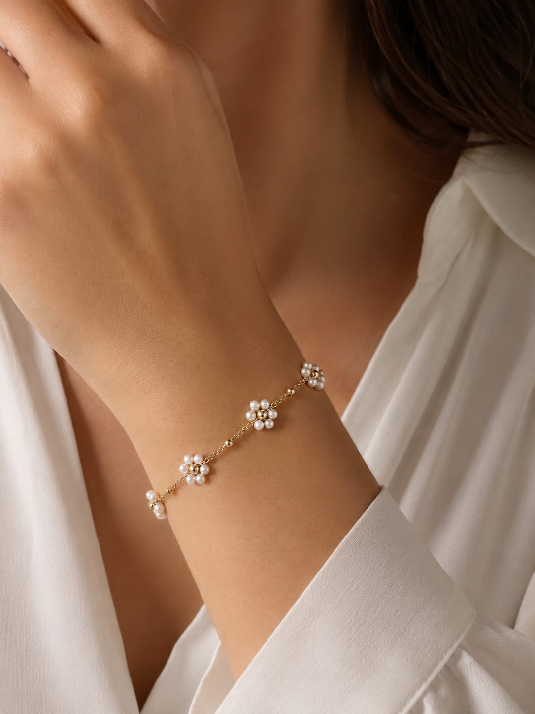 Pearl Daisy Chain Bracelet