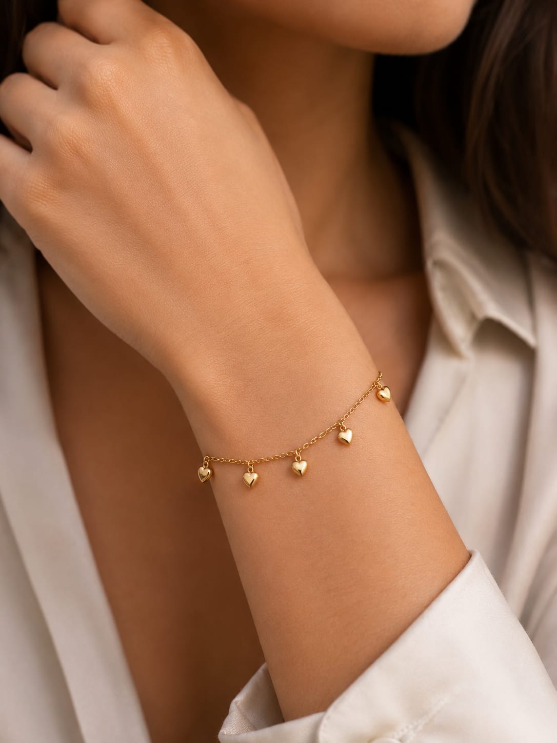 Gold Heart Charm Bracelet