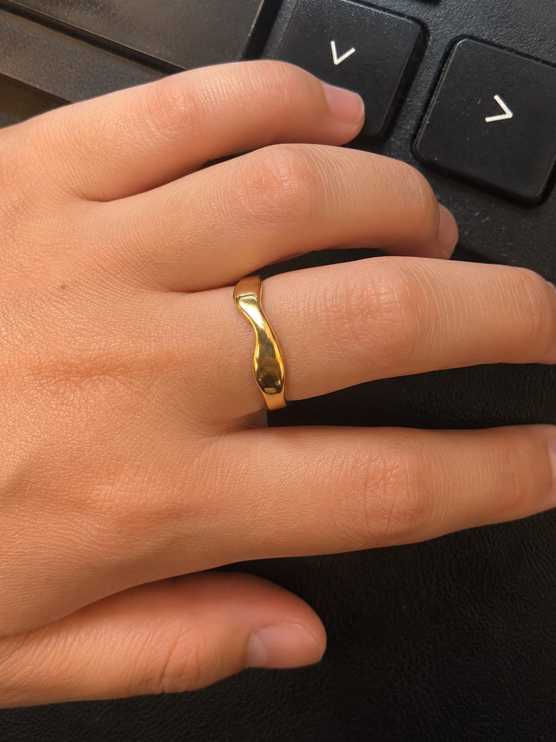 Gold Liquid Wave Ring
