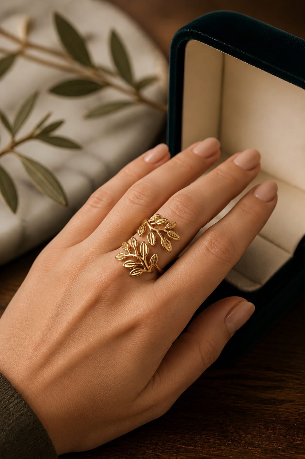 Gold Olive Leaf Ring