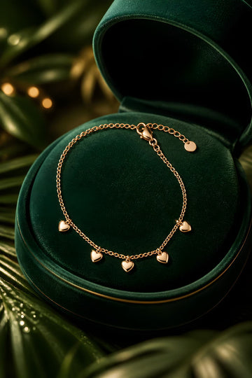Gold Heart Charm Bracelet