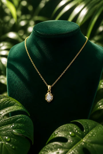 Gold Crystal Pendant Necklace & Earring Set