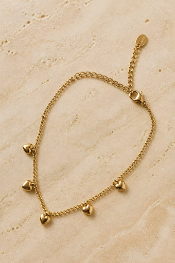 Gold Heart Charm Bracelet