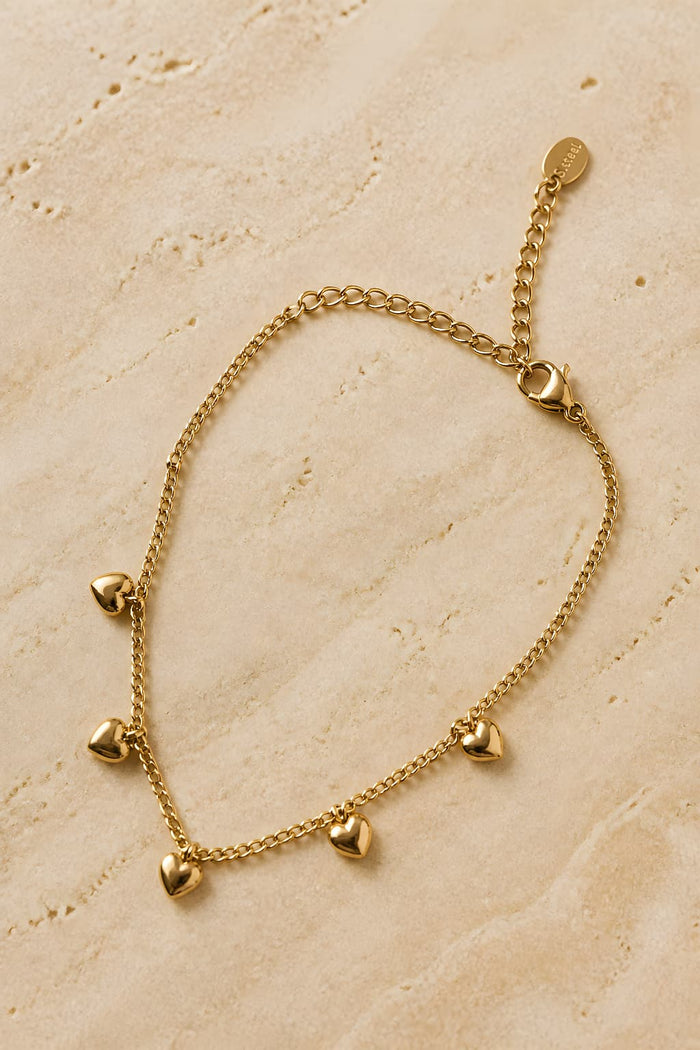 Gold Heart Charm Bracelet