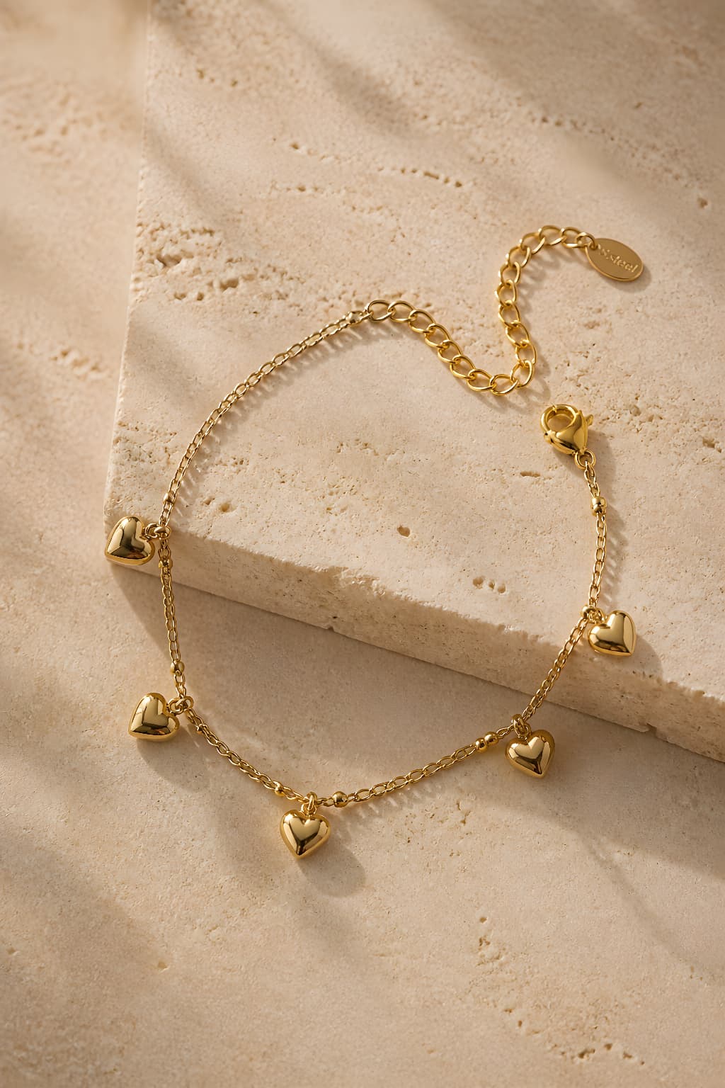 Gold Heart Charm Bracelet