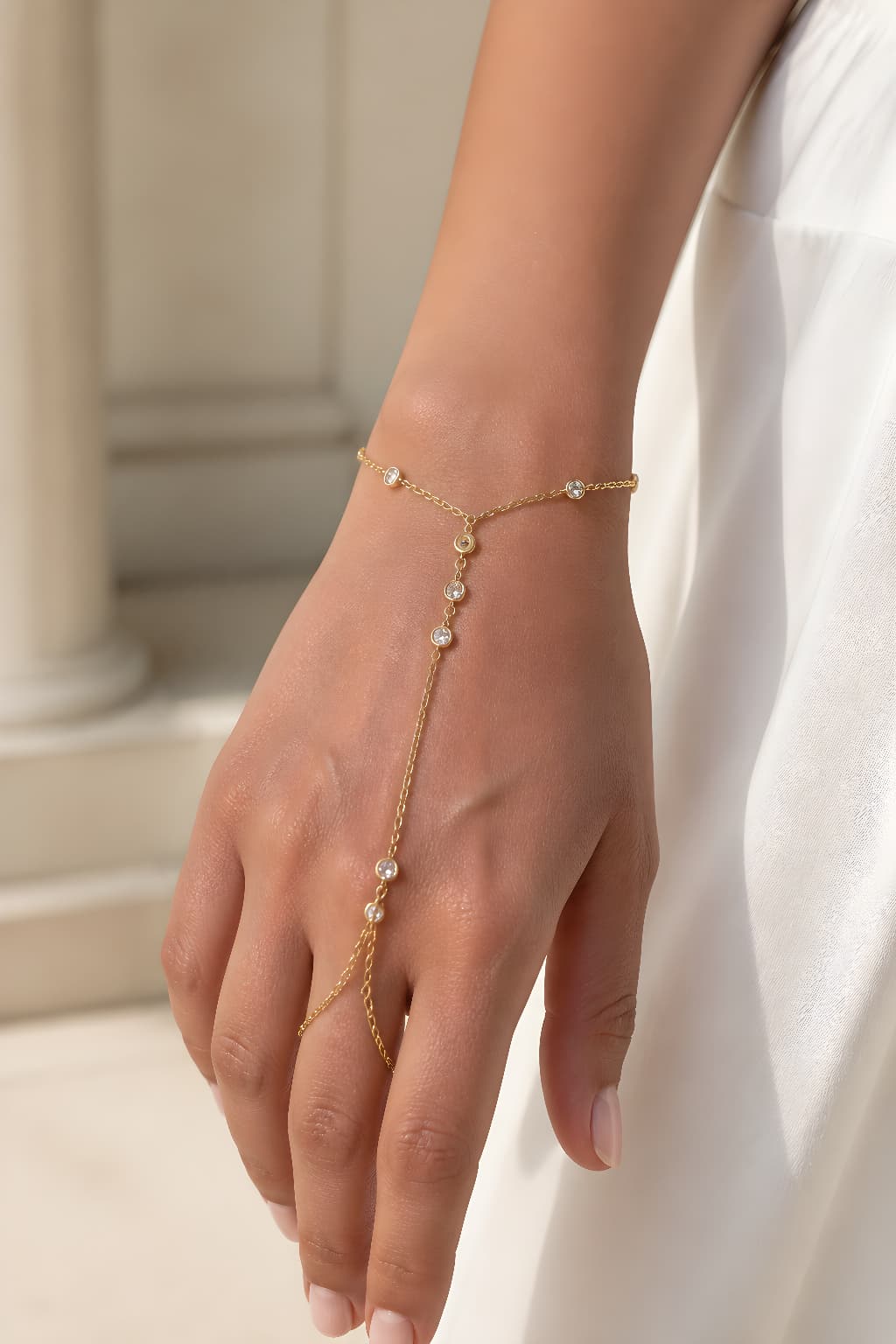 Crystal Station Hand Chain Bracelet