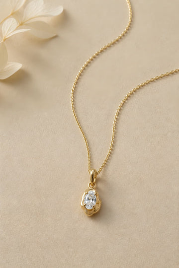 Gold Crystal Pendant Necklace & Earring Set