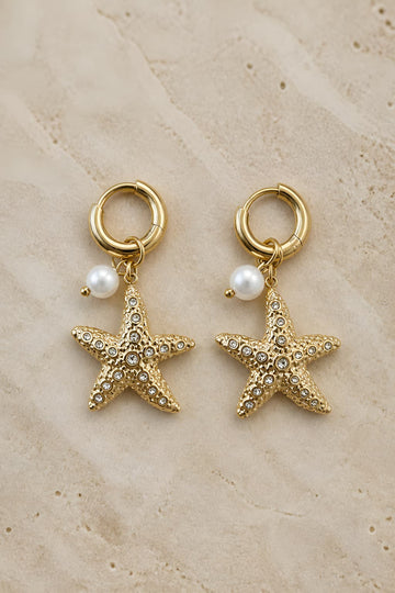 Pearl Starfish Drop Earrings