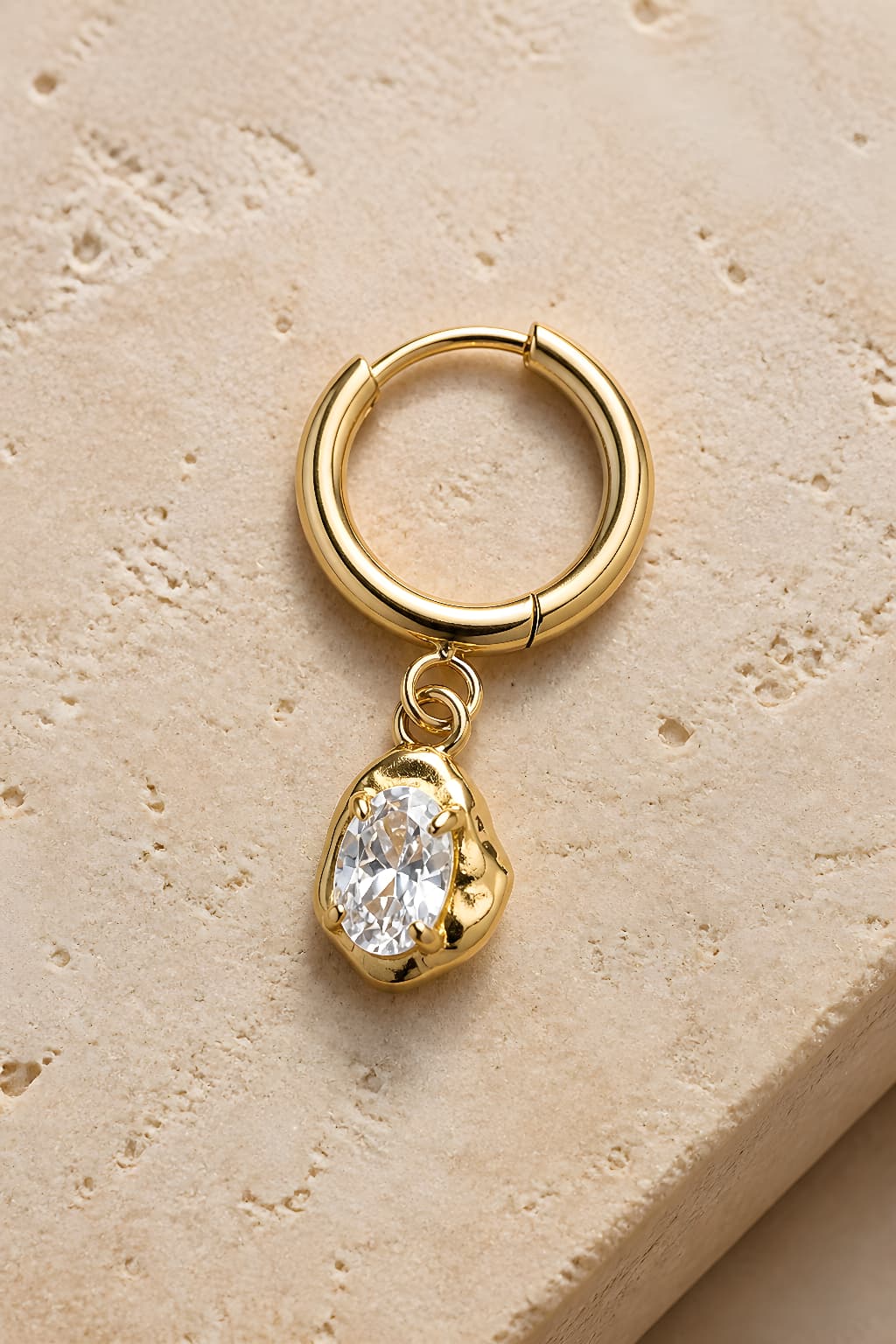 Diamond Drop Hoop Earrings